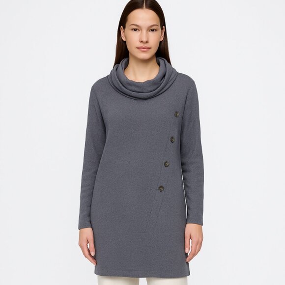 Love Scarlett Cowl Neck Button Sweater, Size 3X, Gray - Picture 1 of 6